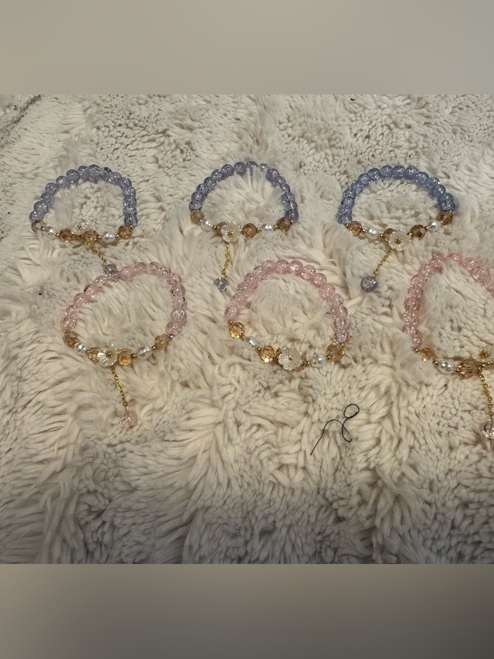 Girls Delicate Beaded Bracelet - Pink & Lavender